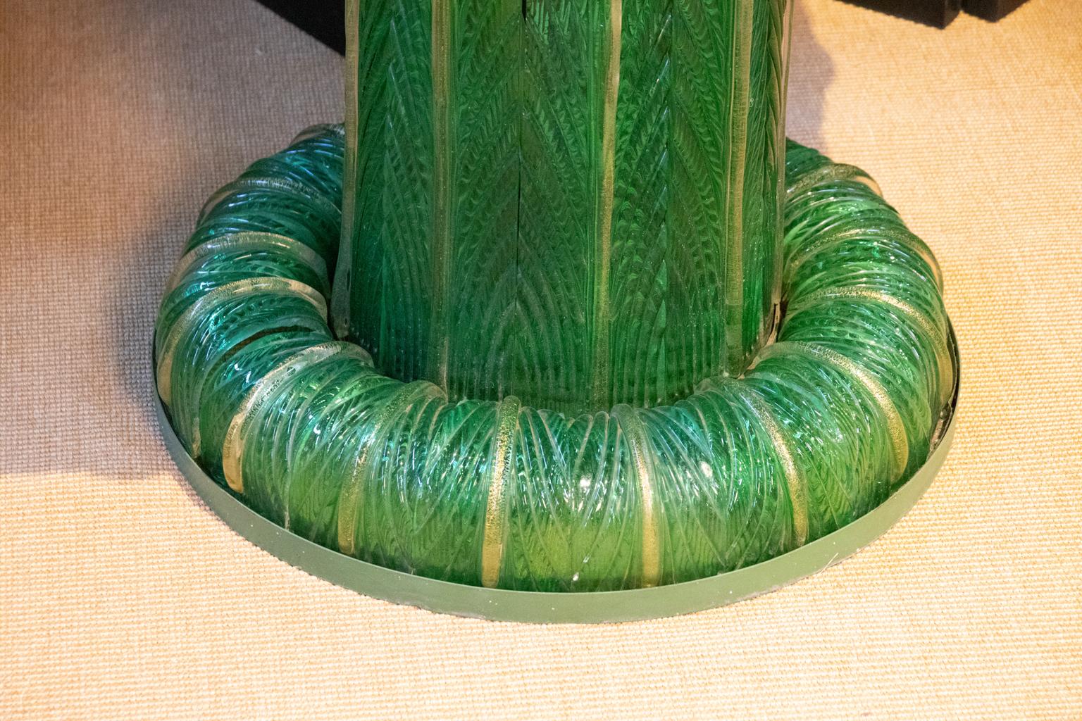 Italian Hand Blown Green Murano Glass Fountain For Sale 5
