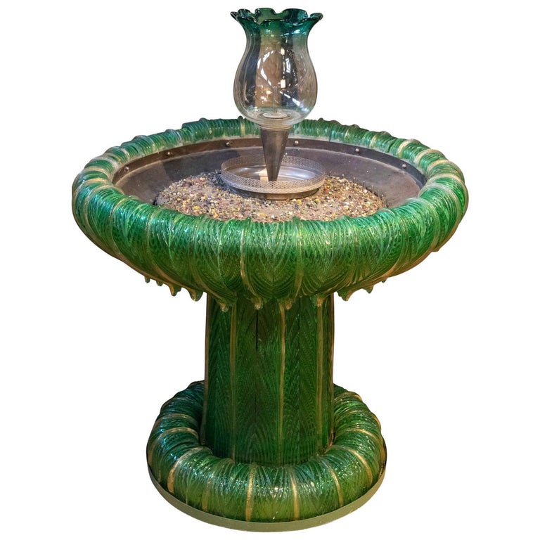 Italian Hand Blown Green Murano Glass Fountain For Sale at 1stDibs