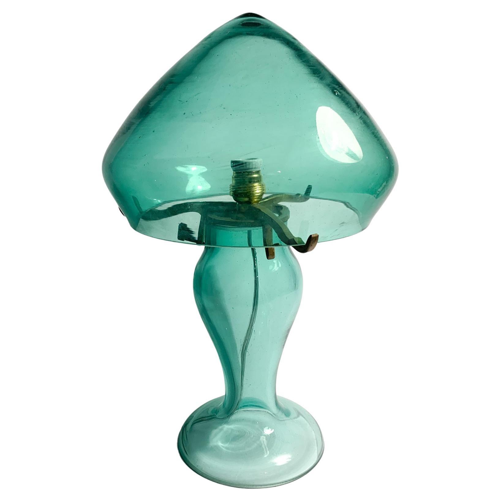Italian Hand Blown Green Murano Glass Lamp Attributed to Archimede Seguso 1960s