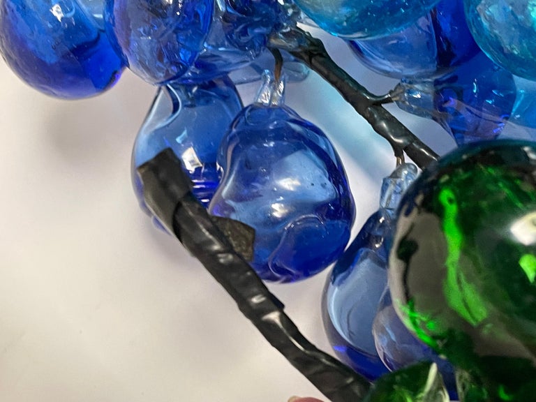SÉRIE DE 6 Grappes De Raisin En Verre Moulé Multicolore Style Baccarat
