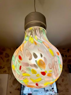 Italian hand-blown light bulb-shaped ceiling lamp by Due P, Italie 1980