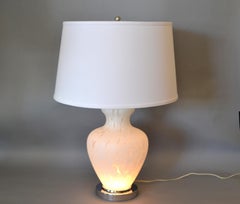 Italian Murano Glass Table Lamp, Chrome Base, Mid-Century Modern, 1975