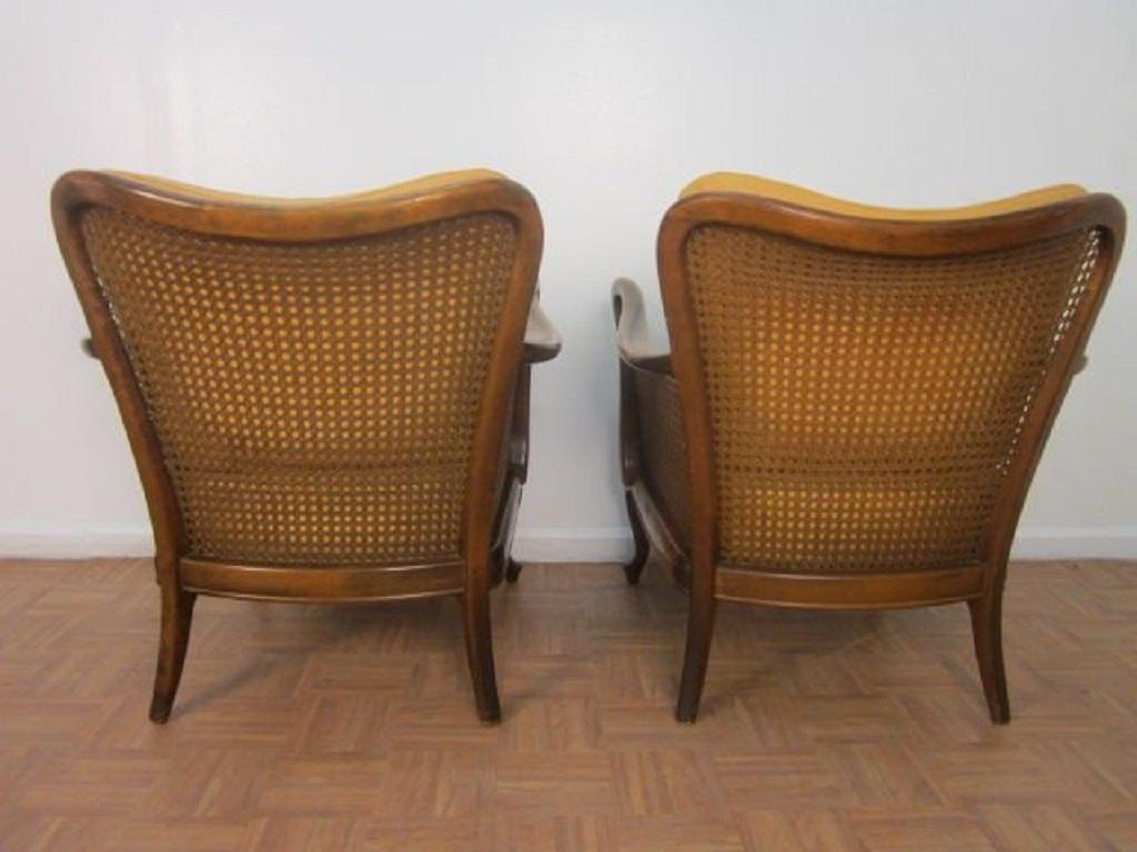 Mid-20th Century Italian Hand-Caned Leather Armchairs in the Style of Paolo Buffa