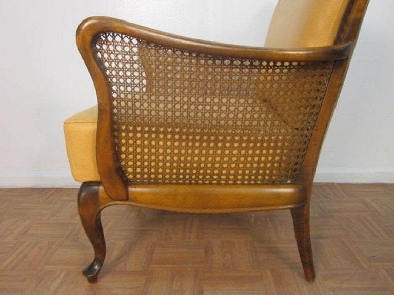 Italian Hand-Caned Leather Armchairs in the Style of Paolo Buffa For Sale 2