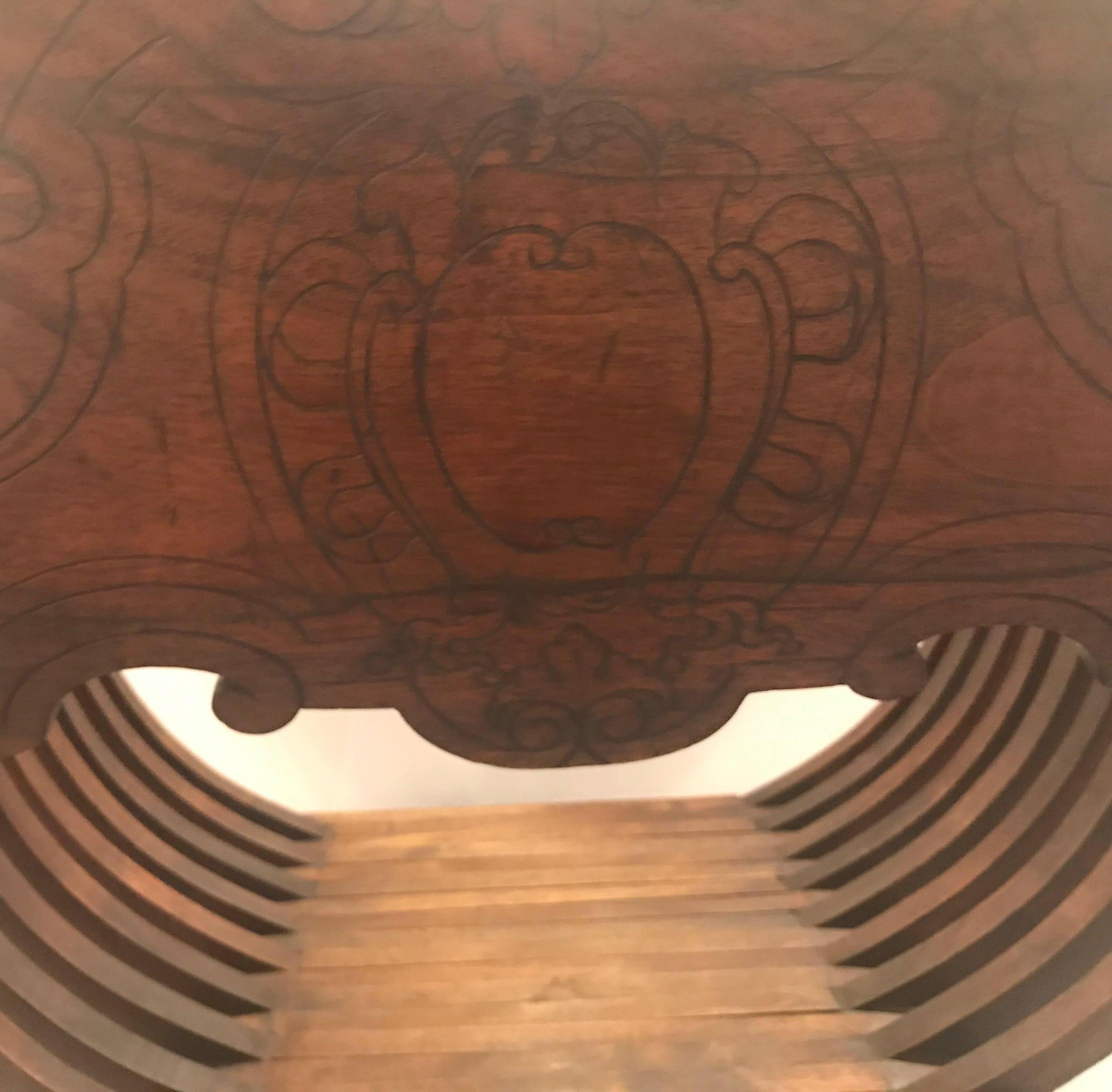 Italian Hand Carved 19th Century Walnut Savonarola Chair 1