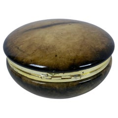 Italian Hand-Carved Alabaster Jewelry Box with Brass Mounts, Green Veined Stone