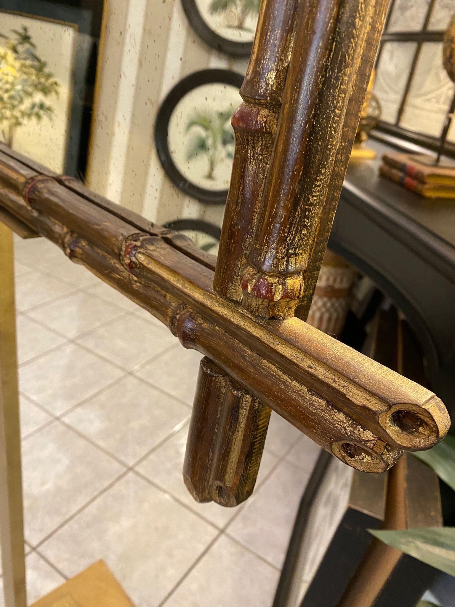 Arts and Crafts Italian Hand Carved and Gilded with Antique Techniques Glass Mirror For Sale