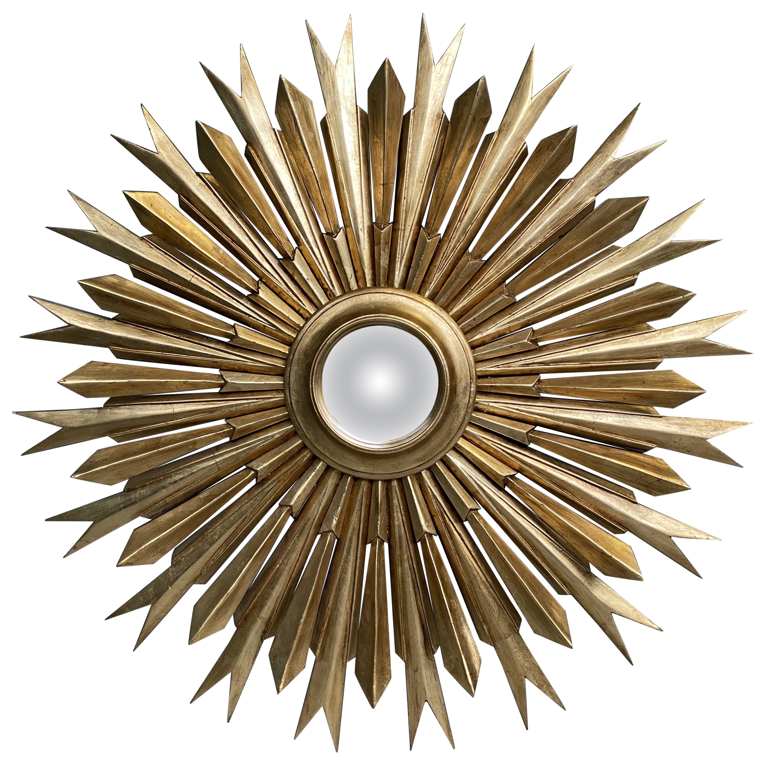 Miroir italien sculpté et doré à la main avec des techniques anciennes de verre