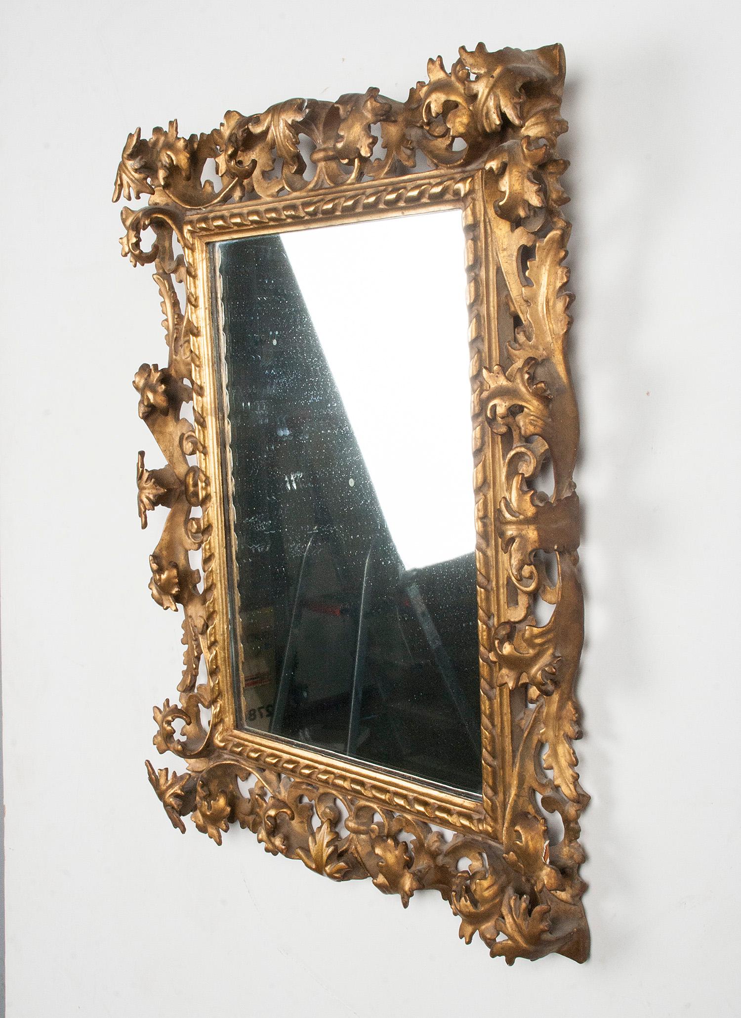 Italian Hand Carved and Gold Leaf Gilded Baroque Style Mirror, 1890-1900 For Sale 4