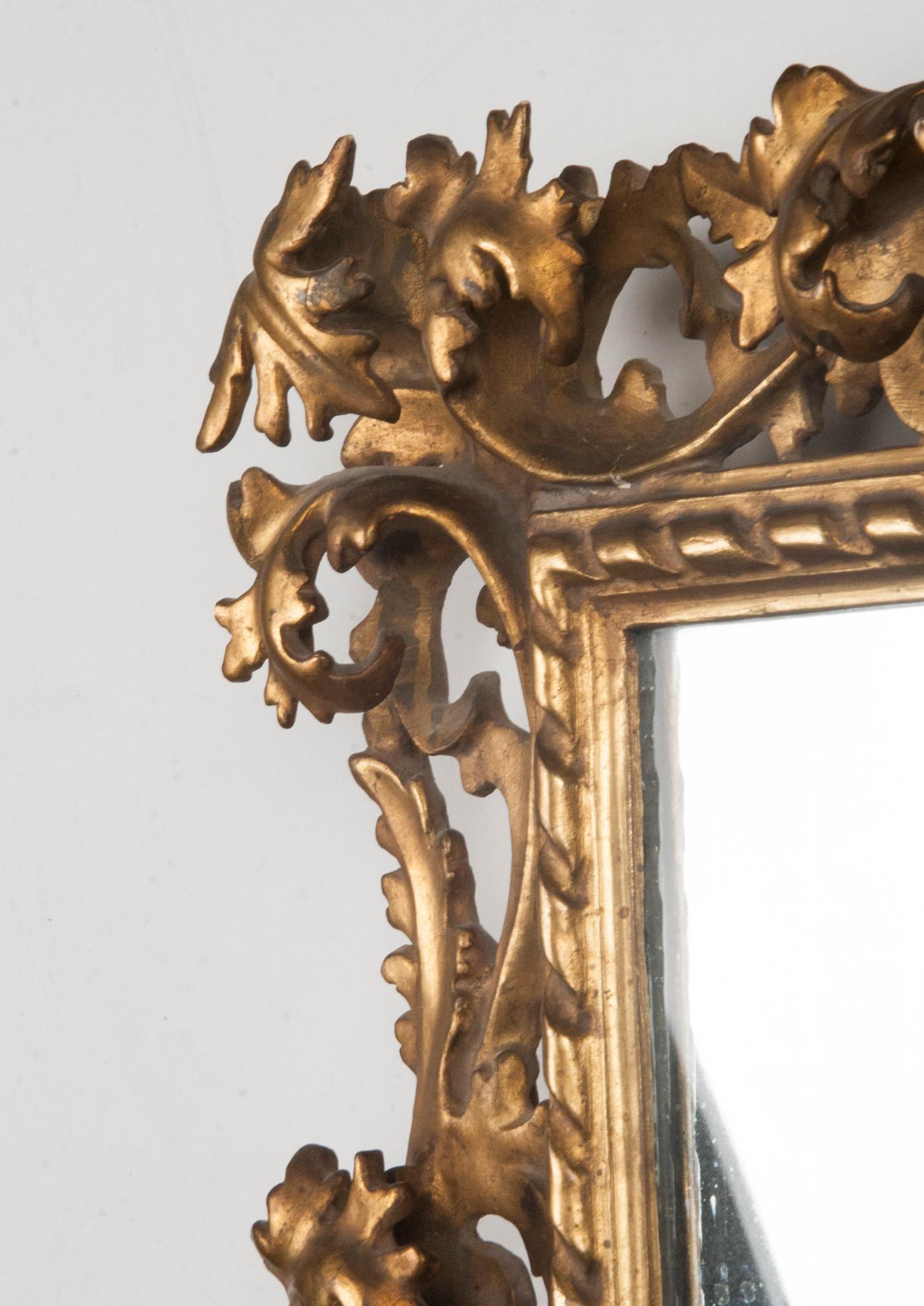 Italian Hand Carved and Gold Leaf Gilded Baroque Style Mirror, 1890-1900 For Sale 5