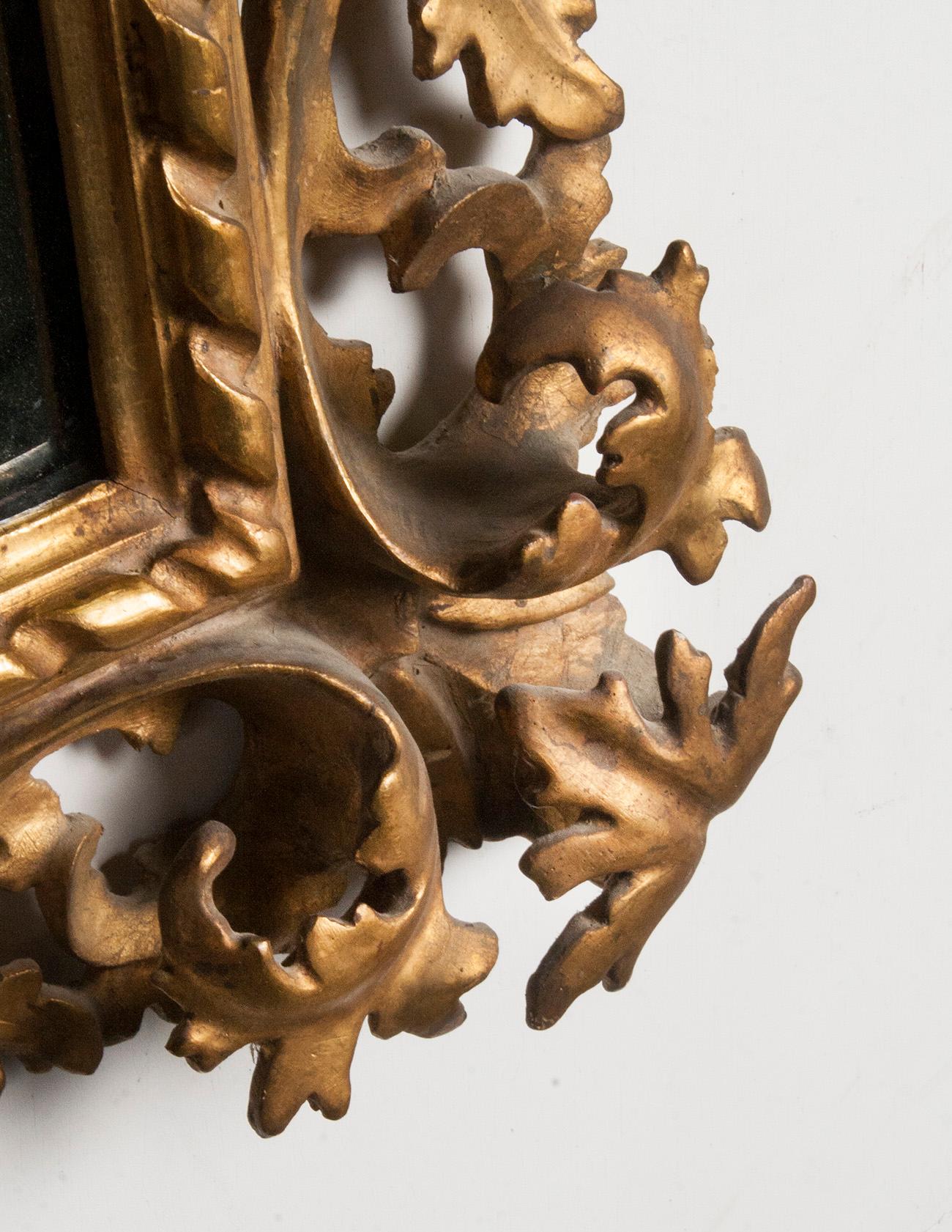 Italian Hand Carved and Gold Leaf Gilded Baroque Style Mirror, 1890-1900 For Sale 6