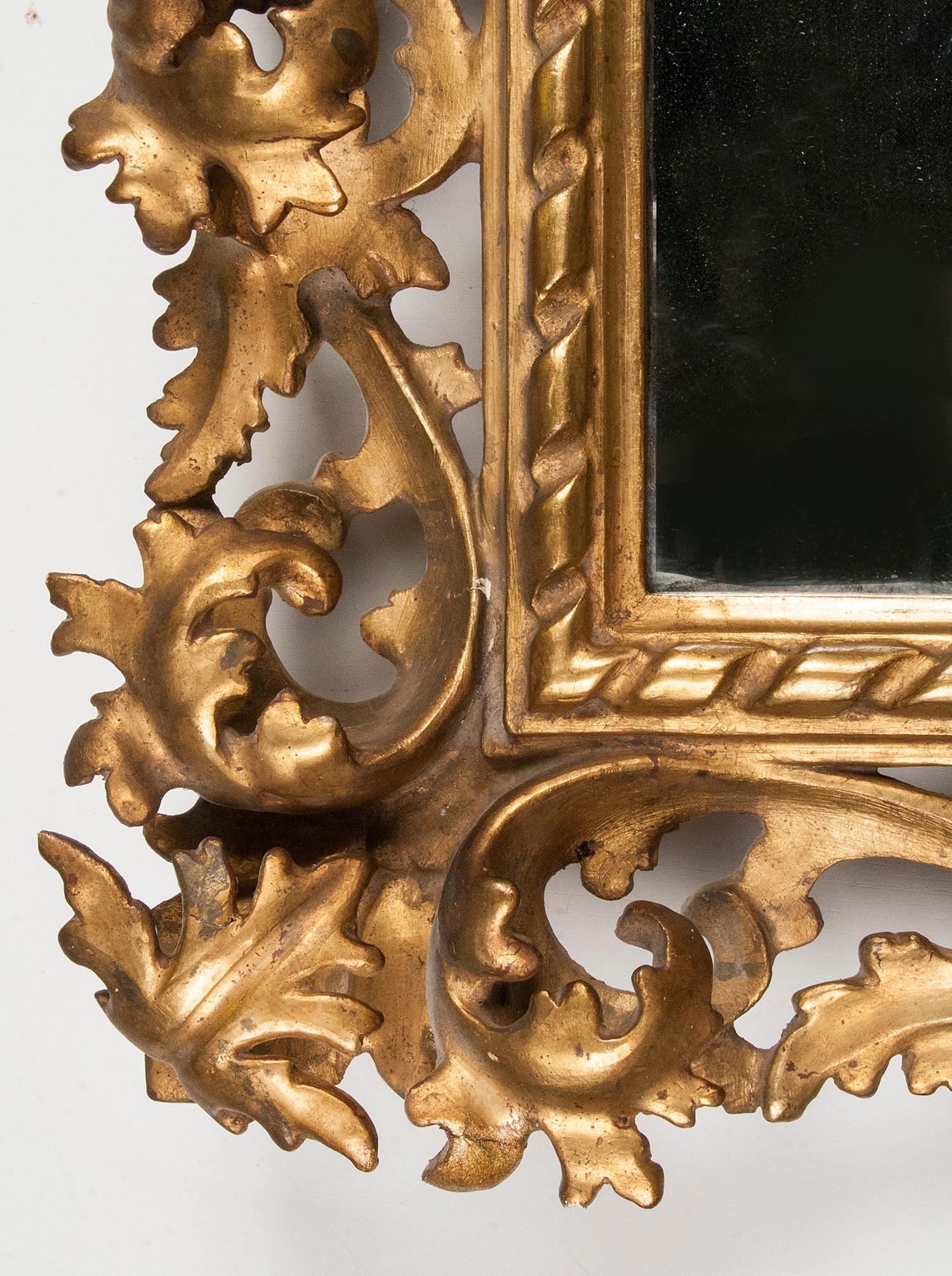 Italian Hand Carved and Gold Leaf Gilded Baroque Style Mirror, 1890-1900 For Sale 7