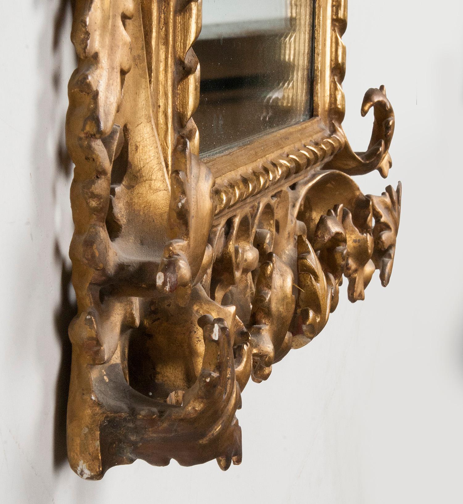 Italian Hand Carved and Gold Leaf Gilded Baroque Style Mirror, 1890-1900 For Sale 9
