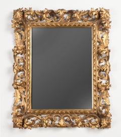 Italian Hand Carved and Gold Leaf Gilded Baroque Style Mirror, 1890-1900
