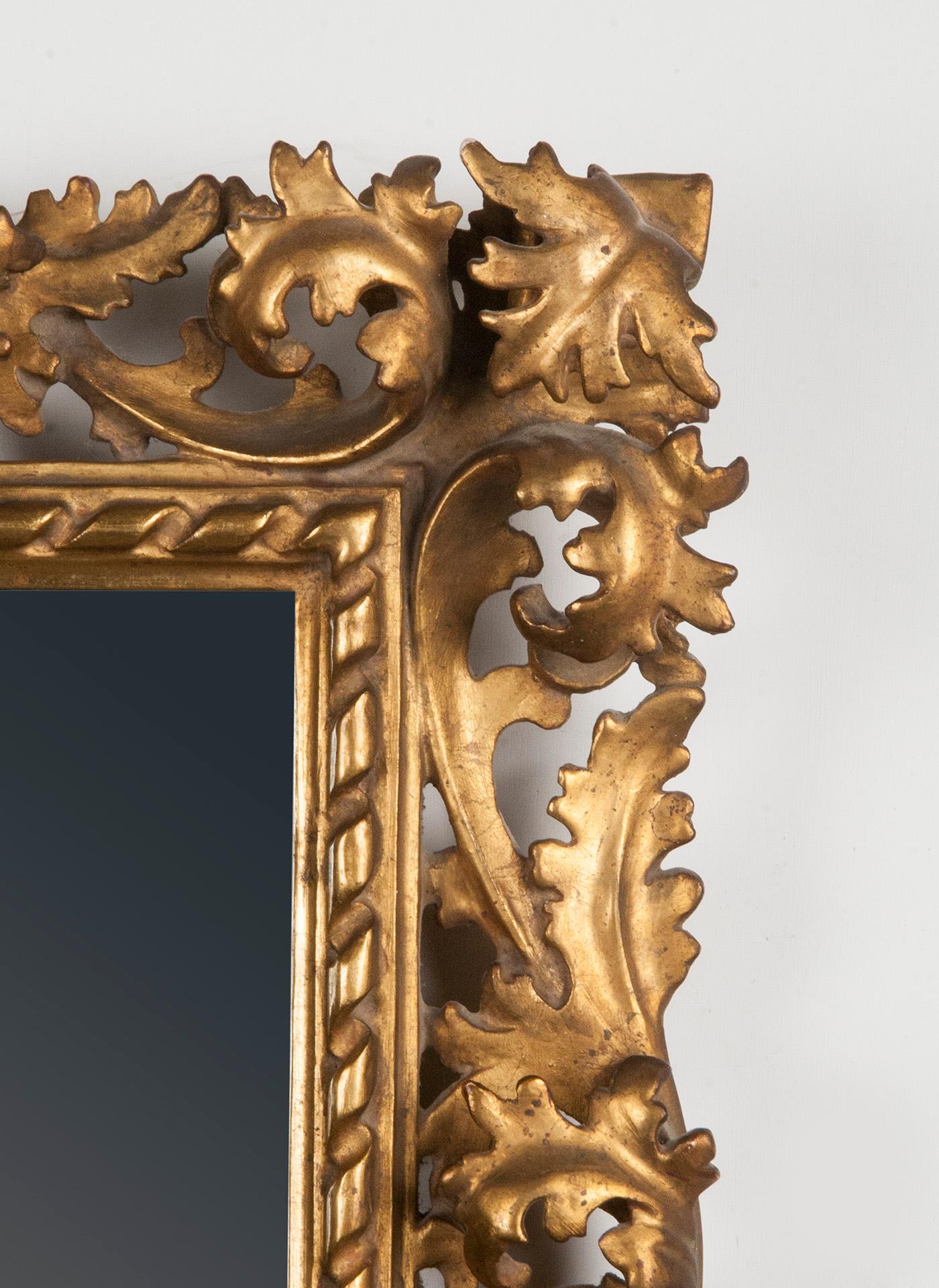 Hand-Carved Italian Hand Carved and Gold Leaf Gilded Baroque Style Mirror, 1890-1900 For Sale
