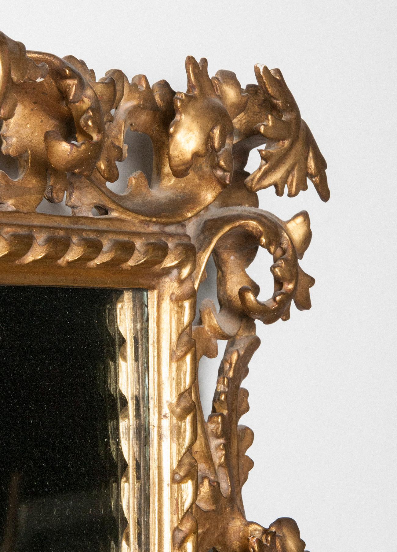 19th Century Italian Hand Carved and Gold Leaf Gilded Baroque Style Mirror, 1890-1900 For Sale