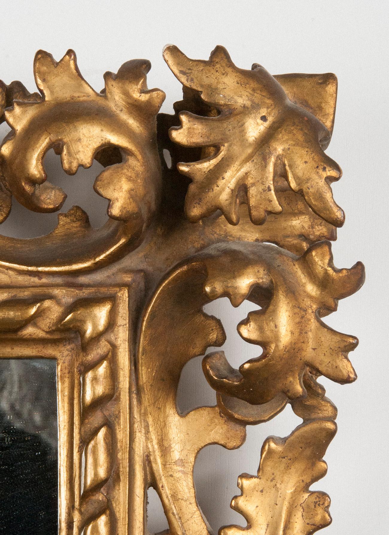 Poplar Italian Hand Carved and Gold Leaf Gilded Baroque Style Mirror, 1890-1900 For Sale