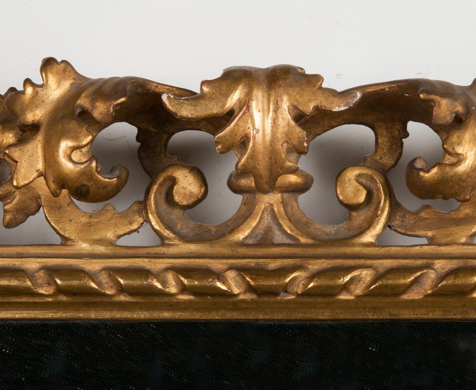 Italian Hand Carved and Gold Leaf Gilded Baroque Style Mirror, 1890-1900 For Sale 1