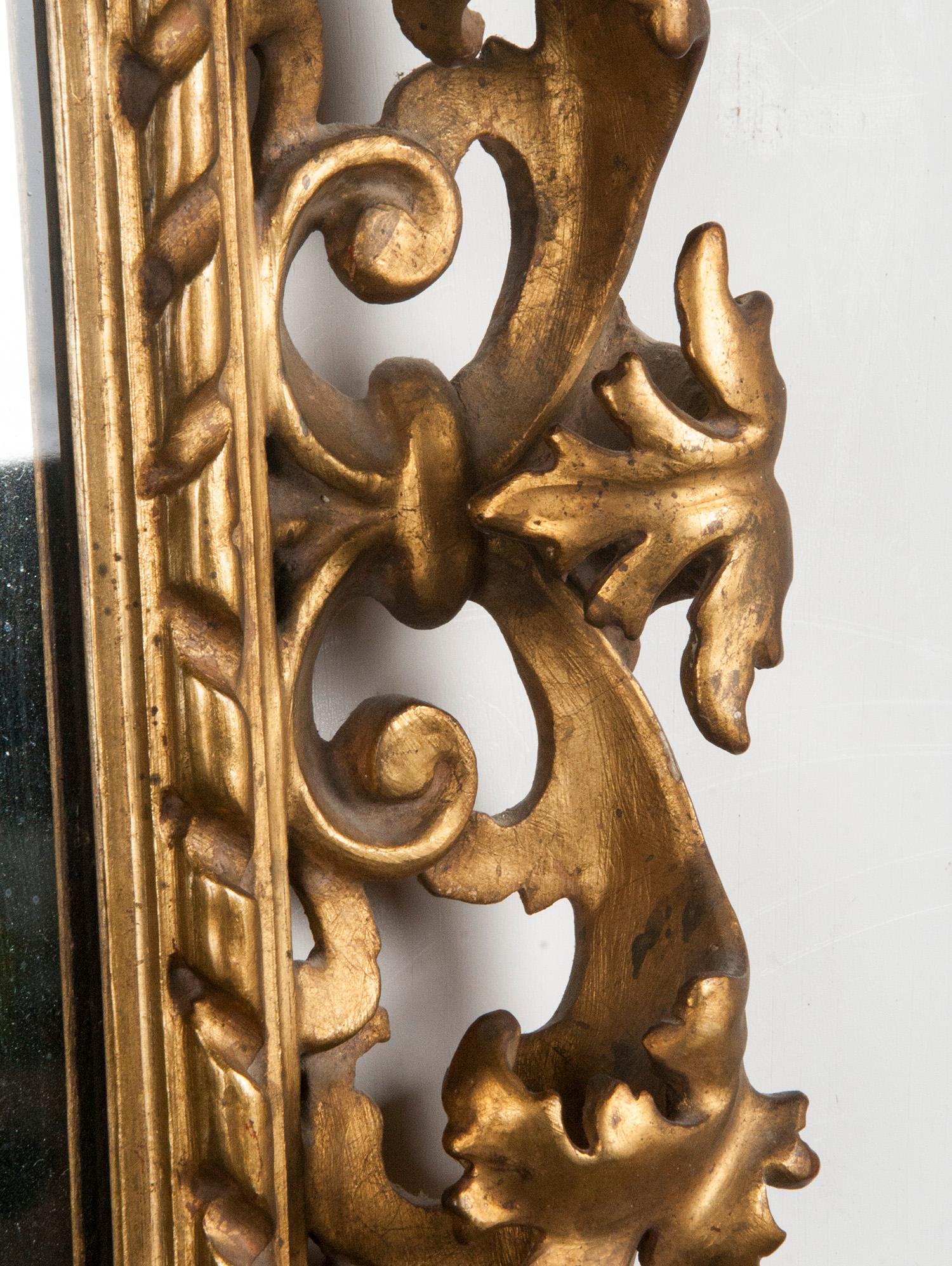 Italian Hand Carved and Gold Leaf Gilded Baroque Style Mirror, 1890-1900 For Sale 2