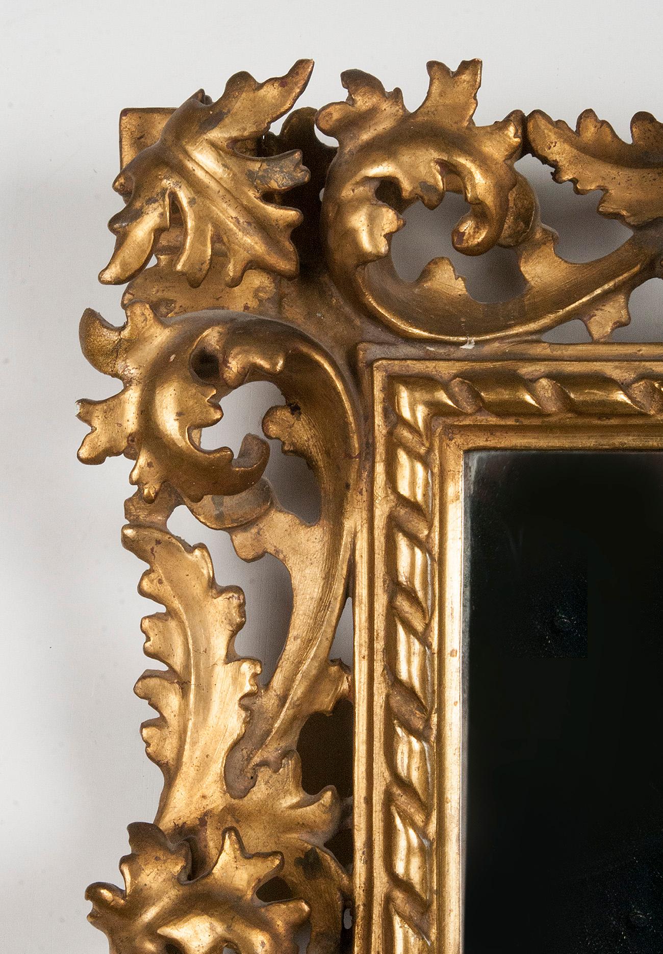 Italian Hand Carved and Gold Leaf Gilded Baroque Style Mirror, 1890-1900 For Sale 3