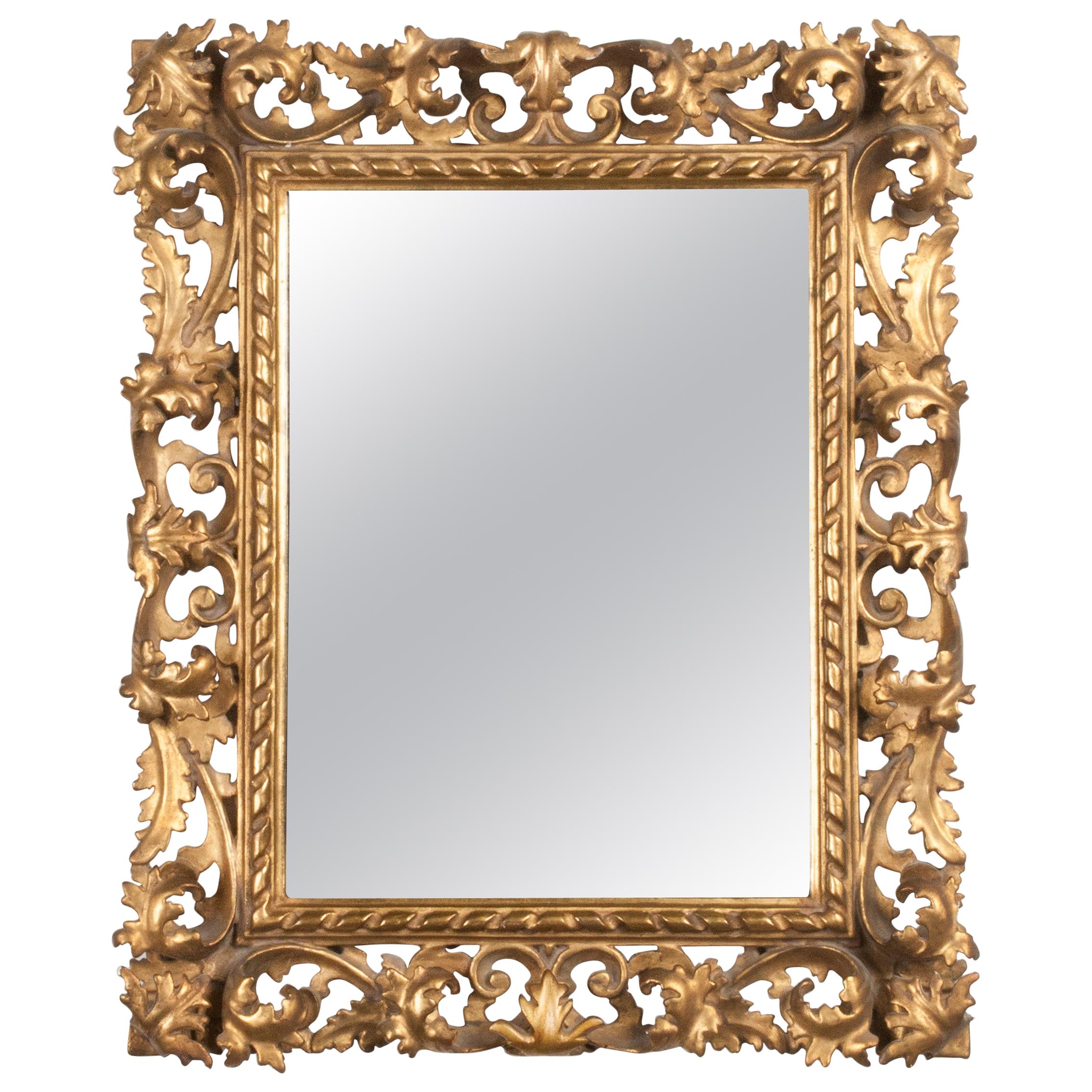 Italian Hand Carved and Gold Leaf Gilded Baroque Style Mirror, 1890-1900