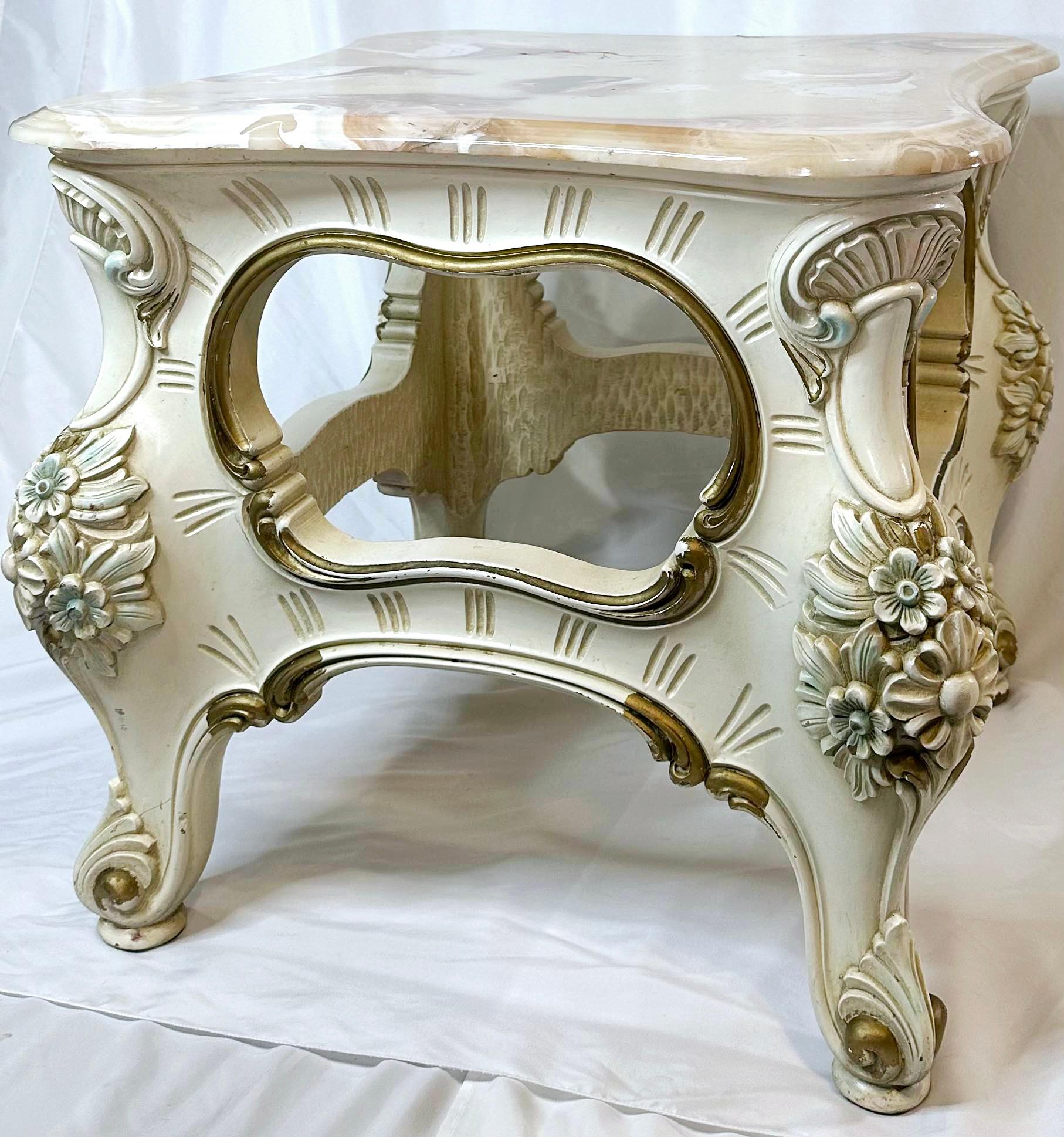 20th Century Italian Hand Carved and Painted Silik Furniture End Table For Sale