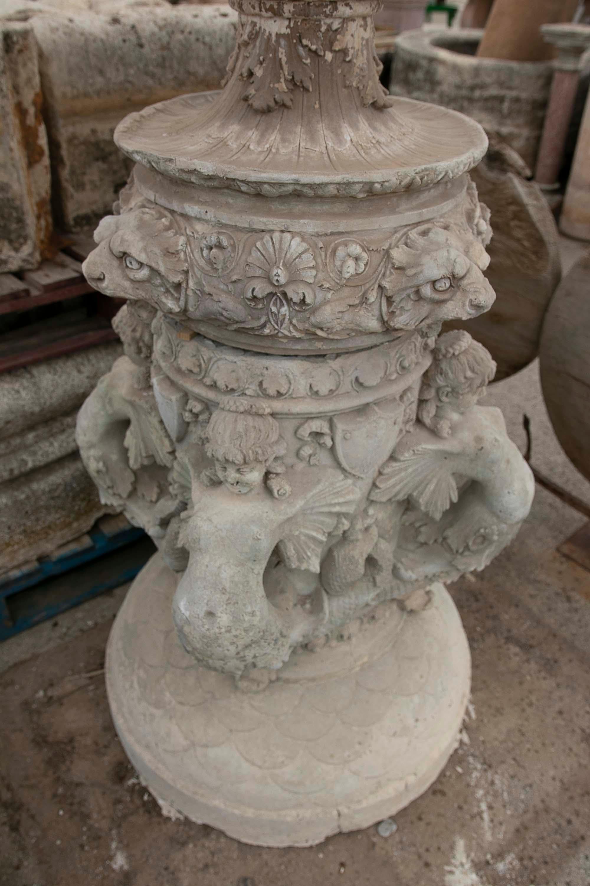 Italian Hand-Carved and Profusely Decorated Stone Centrepiece Fountain  For Sale 10