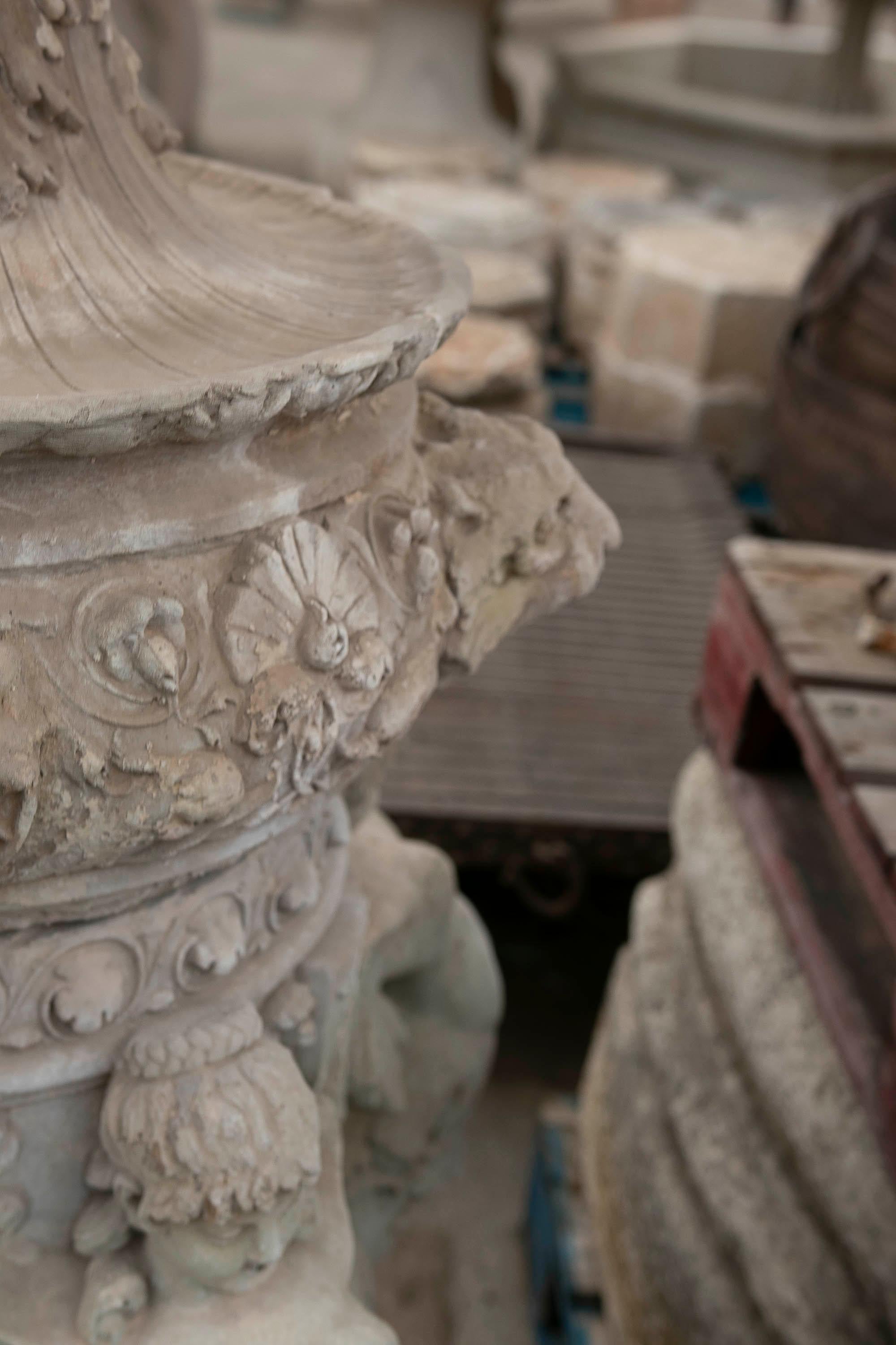 Italian Hand-Carved and Profusely Decorated Stone Centrepiece Fountain  For Sale 16