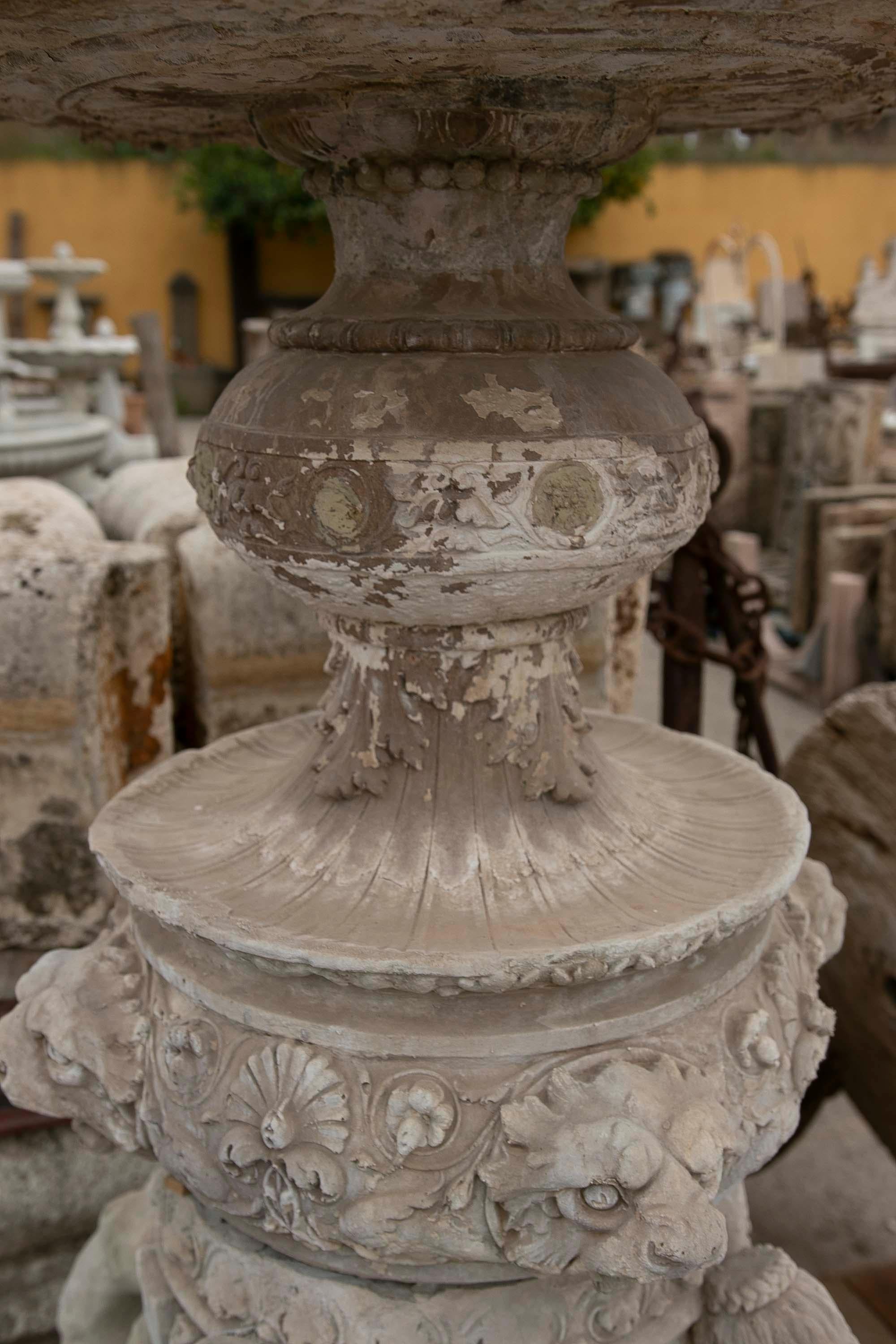 Italian Hand-Carved and Profusely Decorated Stone Centrepiece Fountain  For Sale 5