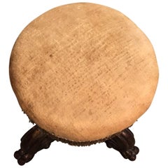 Italian Hand Carved Belle Époque Carved Adjustable Stool