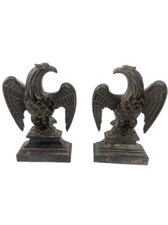 Italian Hand-Carved Eagle Bookends, Classic Sculptural Desk and Library Decor