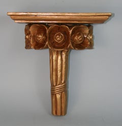 Italiano  Fiore intagliato a mano  Mensole da parete in Wood dorate a coppia