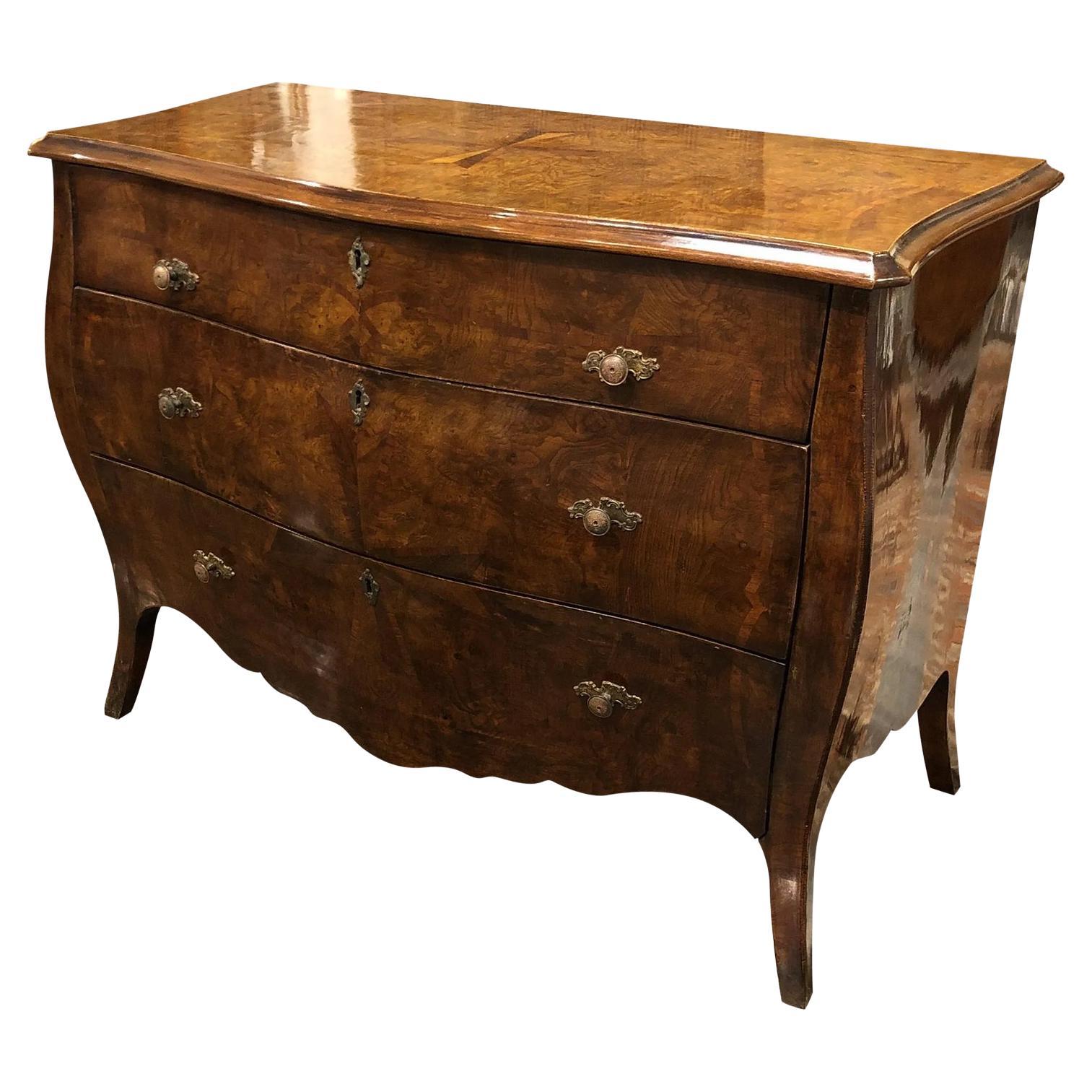 Italian Hand Carved Genoese Baroque Style Commode / Chest of Drawers