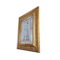 Italian Hand-Carved, Gilded with Painted Framed Sectioned Mirror — 18th Century