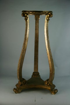 Italian Hand Carved Gilt Wood Pedestal, Antique 1940, 30\" Tall