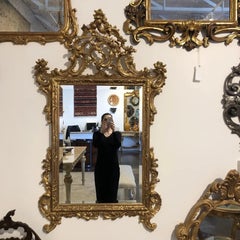 Italian Hand-Carved Giltwood Mirror, 18th Century Baroque Style with Beveled