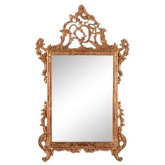 Italian Hand-Carved Giltwood Mirror, 18th Century Baroque Style with Beveled