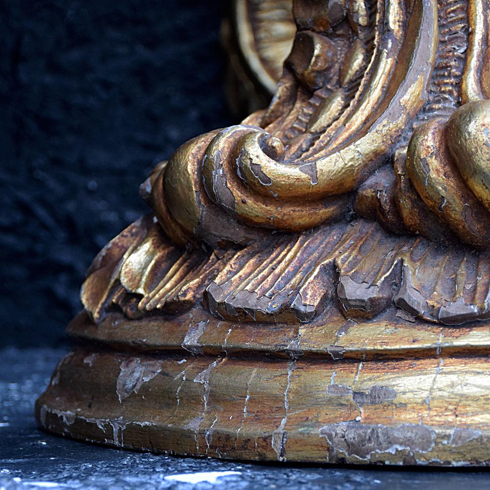 Oak Italian Hand Carved Gold Gilt Wall Corbels, circa 1890