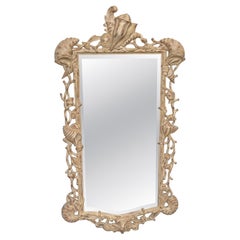 Italian Hand-Carved Grotto Shell & Coral Reef Mirror with Beveled Glass