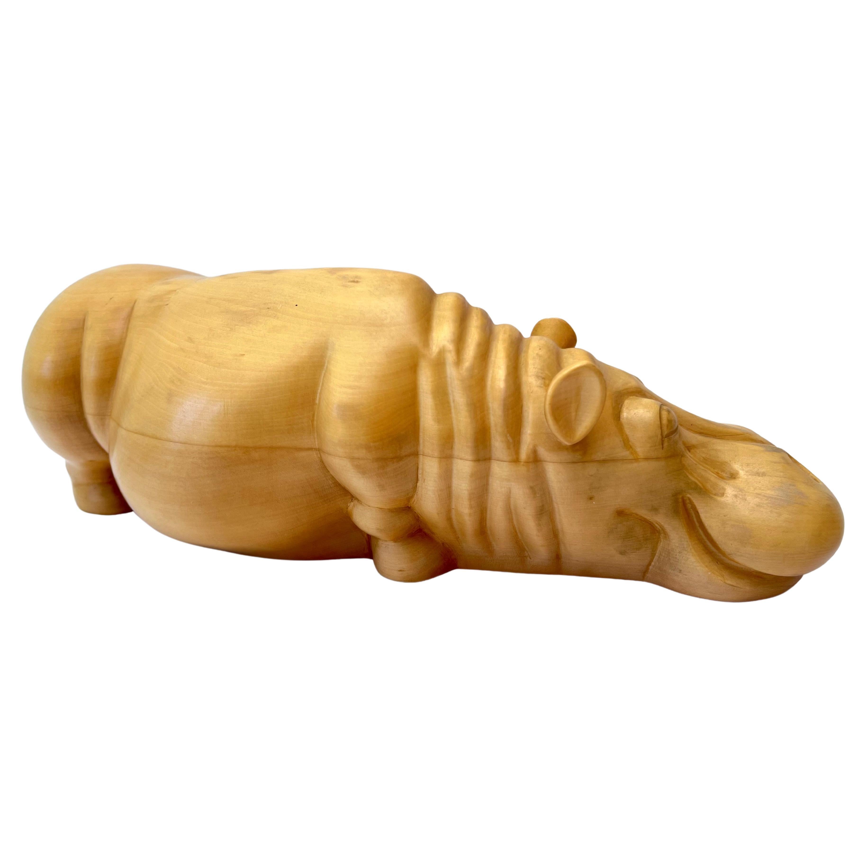 Italian Hand Carved Hippo Sculpture  1