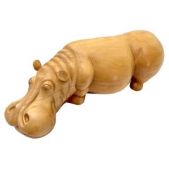 Italian Hand Carved Hippo Sculpture 