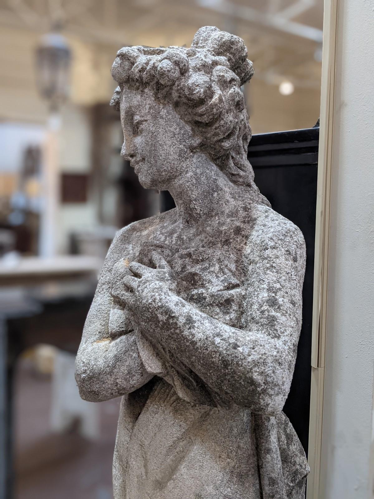 This hand carved limestone statute origins from Italy, circa 1880.

 