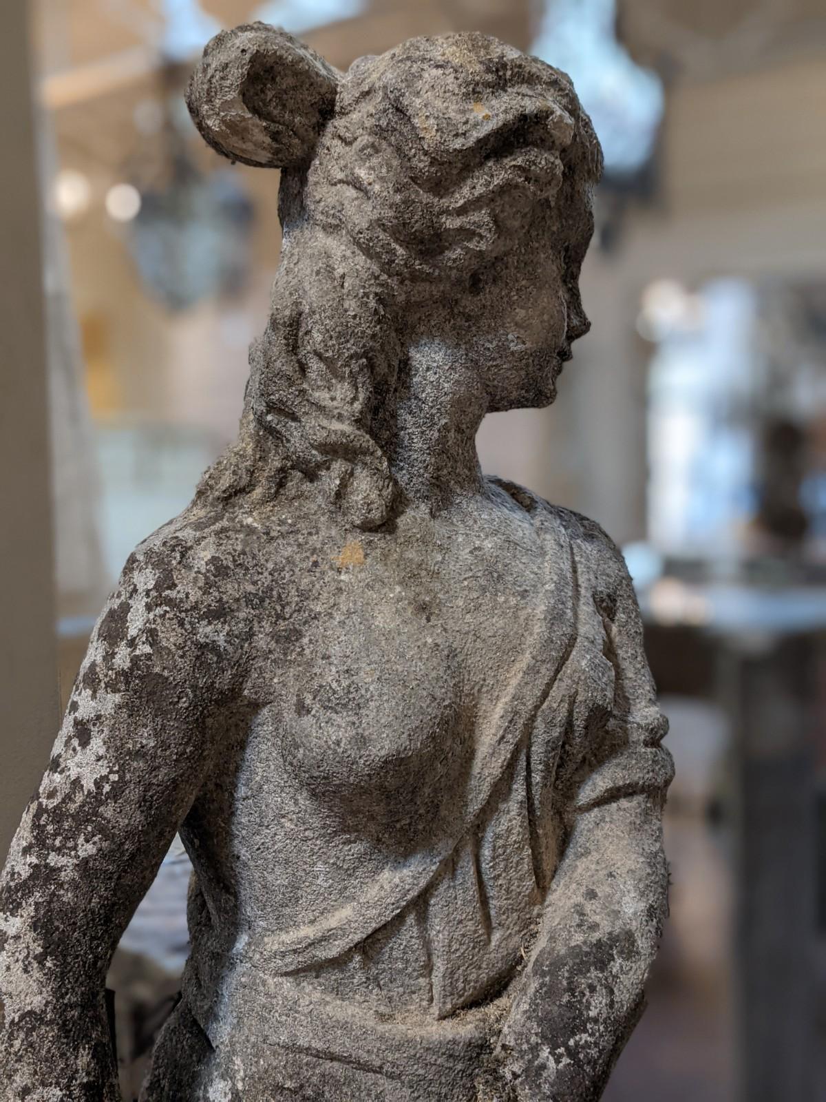 Italian Hand Carved Limestone Statue In Good Condition In Dallas, TX