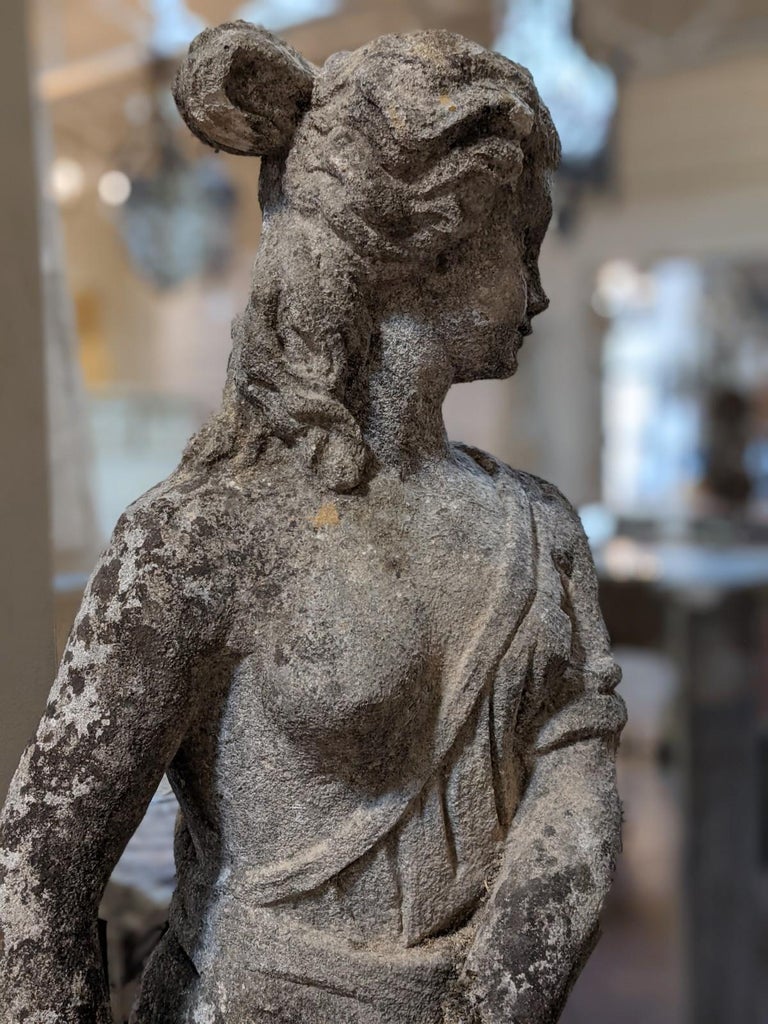 Italian Hand Carved Limestone Statue For Sale at 1stDibs