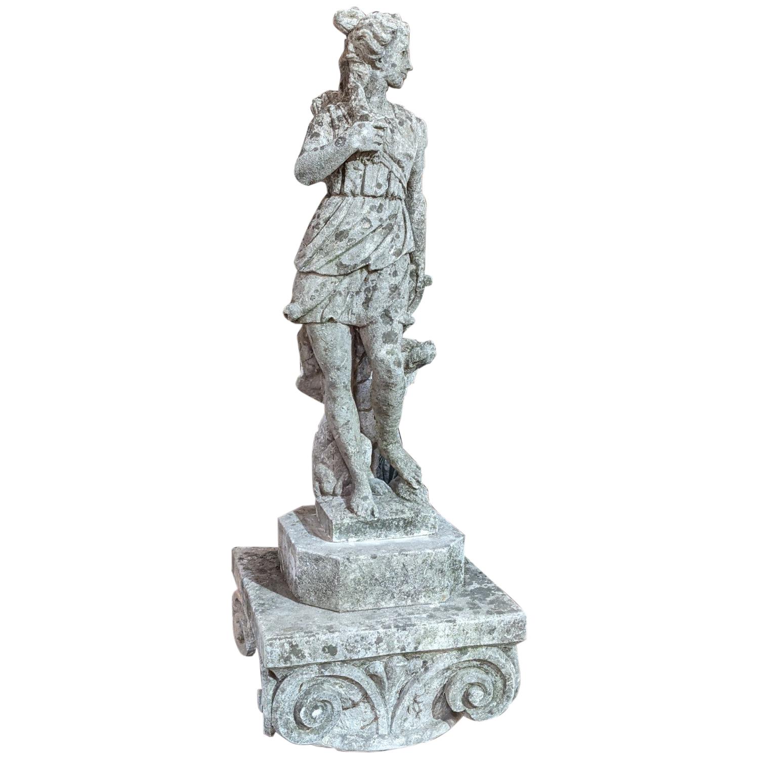 Italian Hand Carved Limestone Statue
