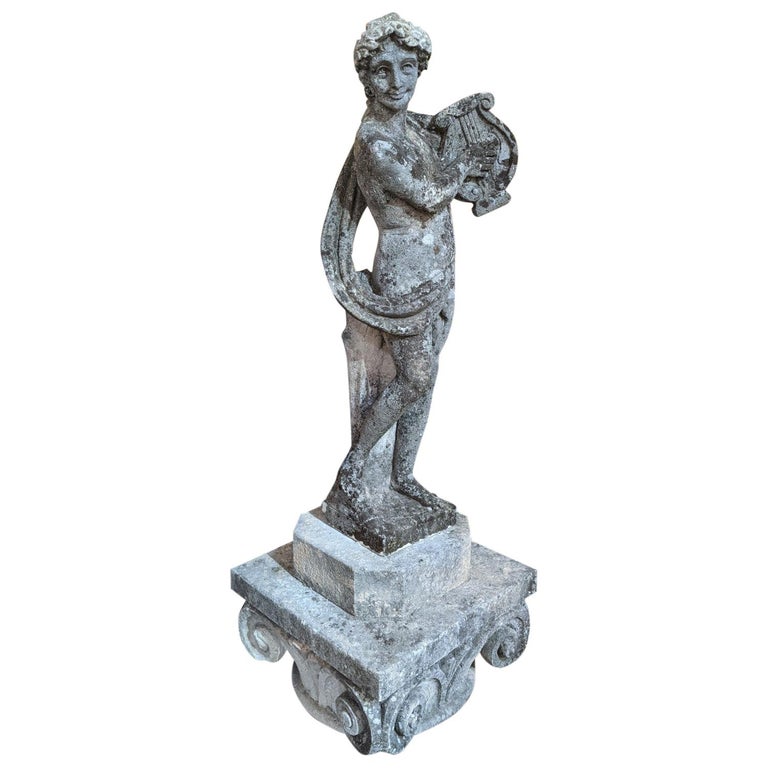 Italian Hand Carved Limestone Statue For Sale at 1stDibs