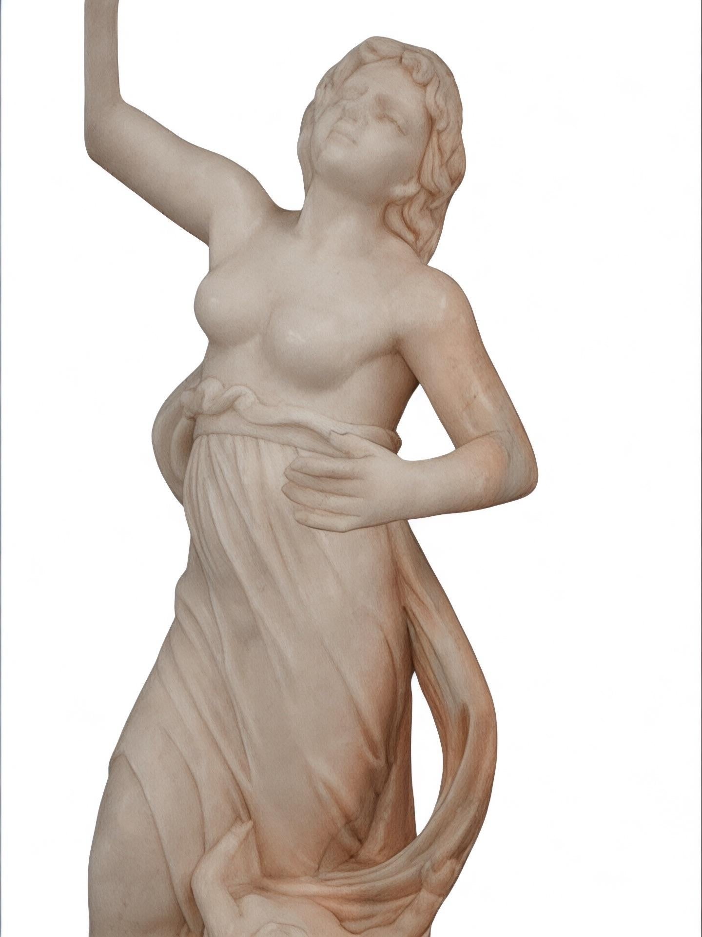 Elevate your space with this exquisite Italian Hand Carved Marble Sculpture of a Nude with Cherubs, a masterpiece of timeless elegance and artistry. Expertly crafted from premium marble, this stunning piece captures the beauty of the human form,