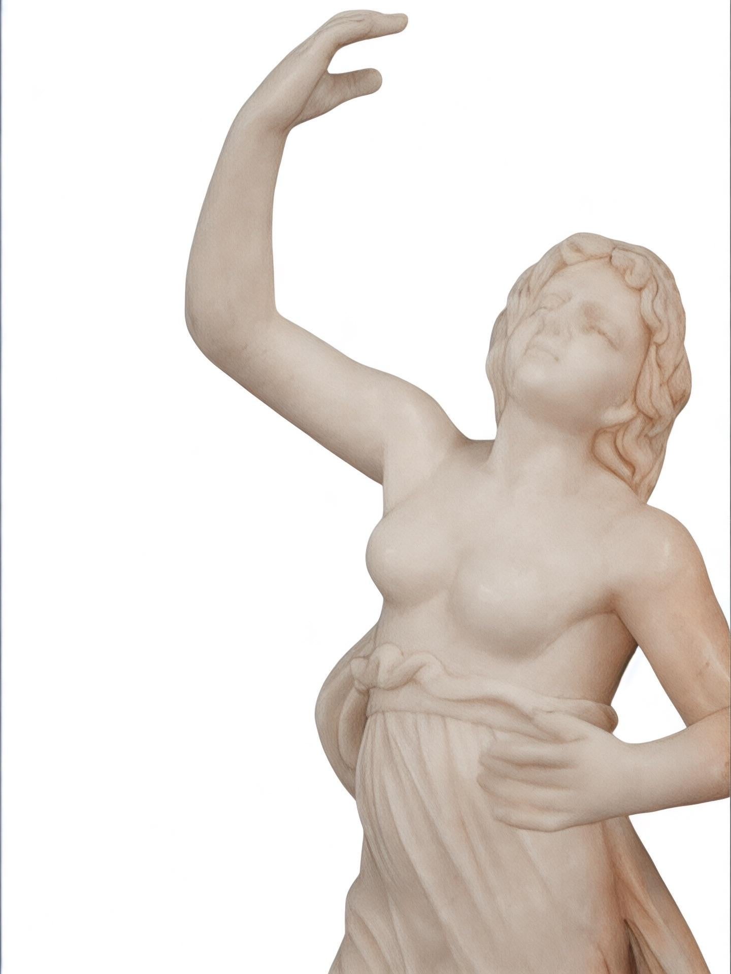 Italian Hand Carved Marble Figure of a Lady With Cherubs In Good Condition For Sale In Pasadena, CA