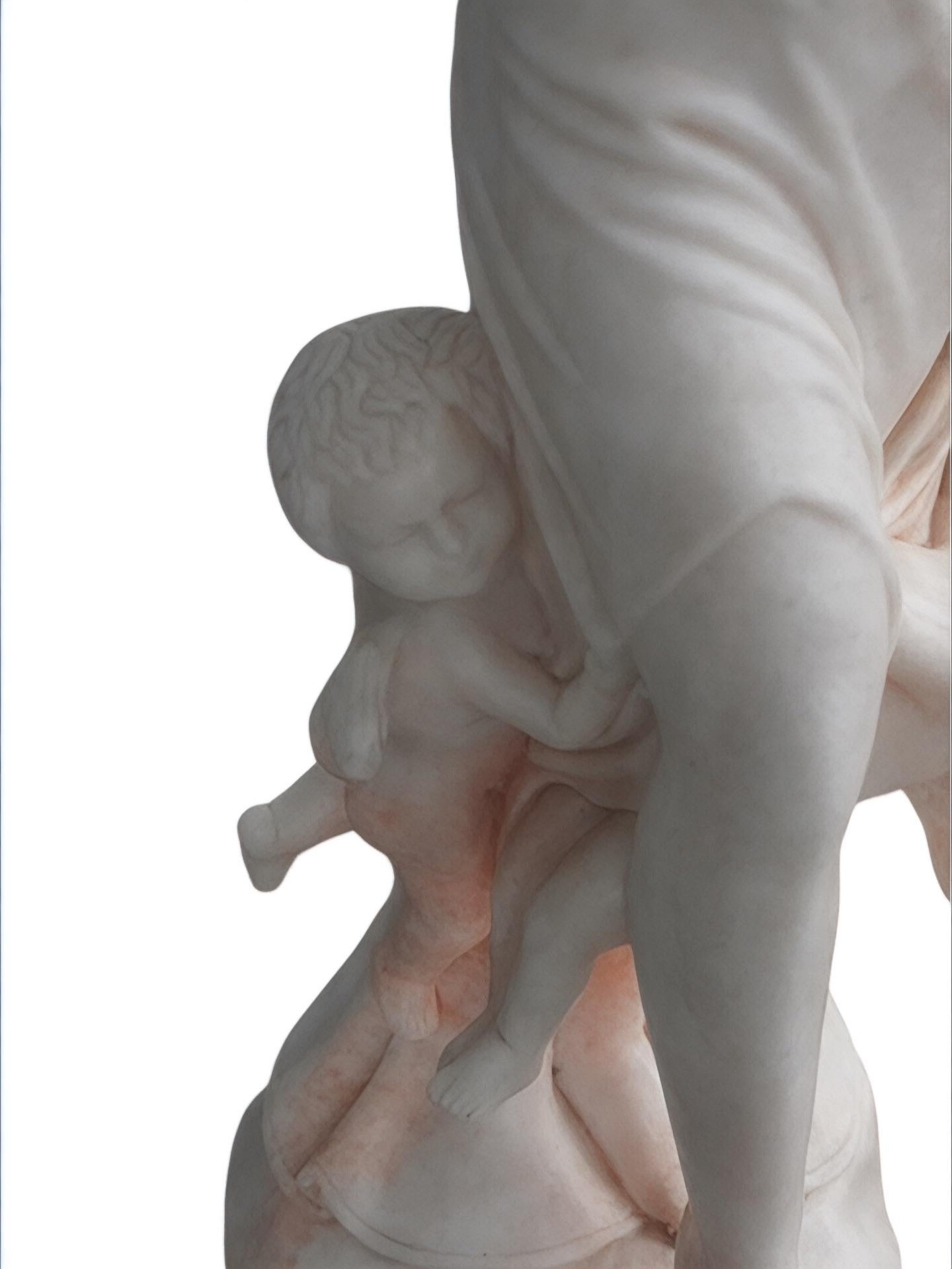 Italian Hand Carved Marble Figure of a Lady With Cherubs For Sale 2