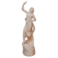 Italian Hand Carved Marble Figure of a Lady With Cherubs